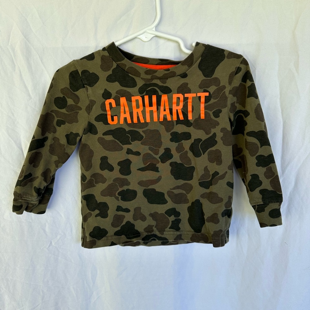 Carhartt Kids Camo T-shirt with Bright Orange Logo
